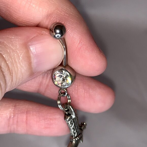 Boot With Spur Dangle Belly Ring - Picture 7 of 11